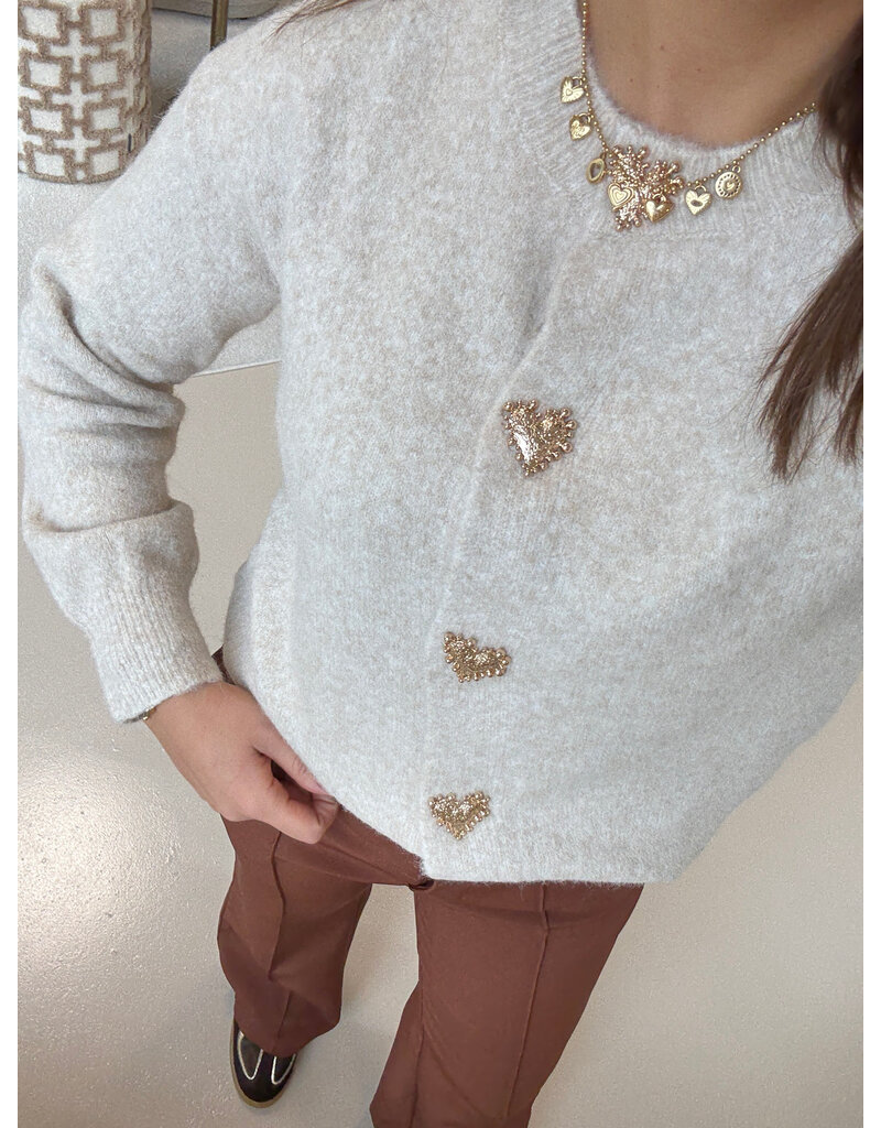 21Jewelz Vest met gouden hartjes knopen - ecru