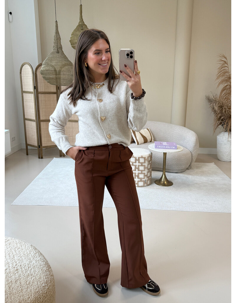 21Jewelz Vest met gouden hartjes knopen - ecru