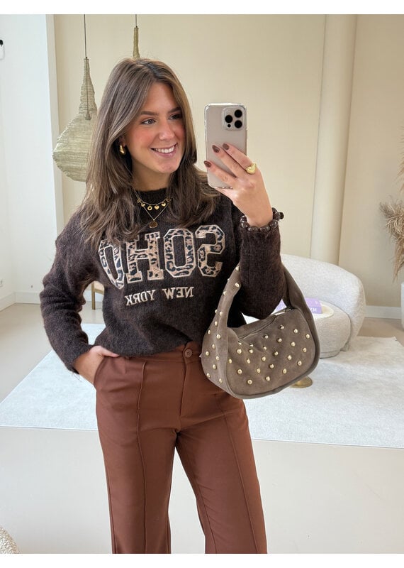 21Jewelz Soho trui - bruin/panterprint