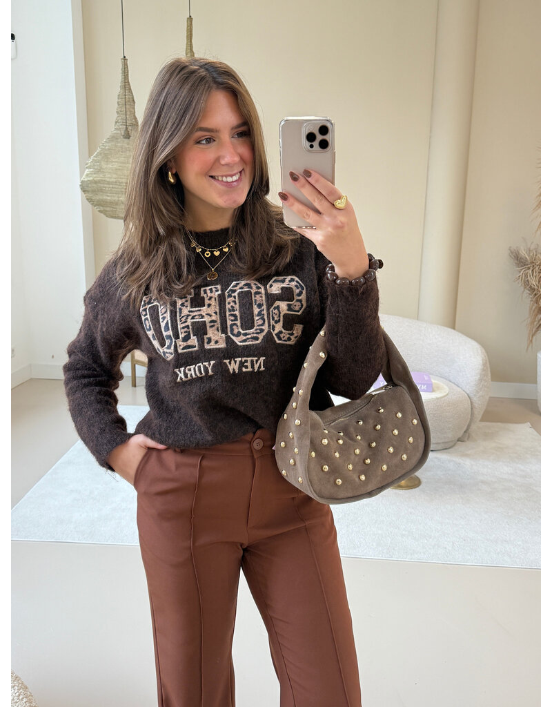 21Jewelz Soho trui - bruin/panterprint