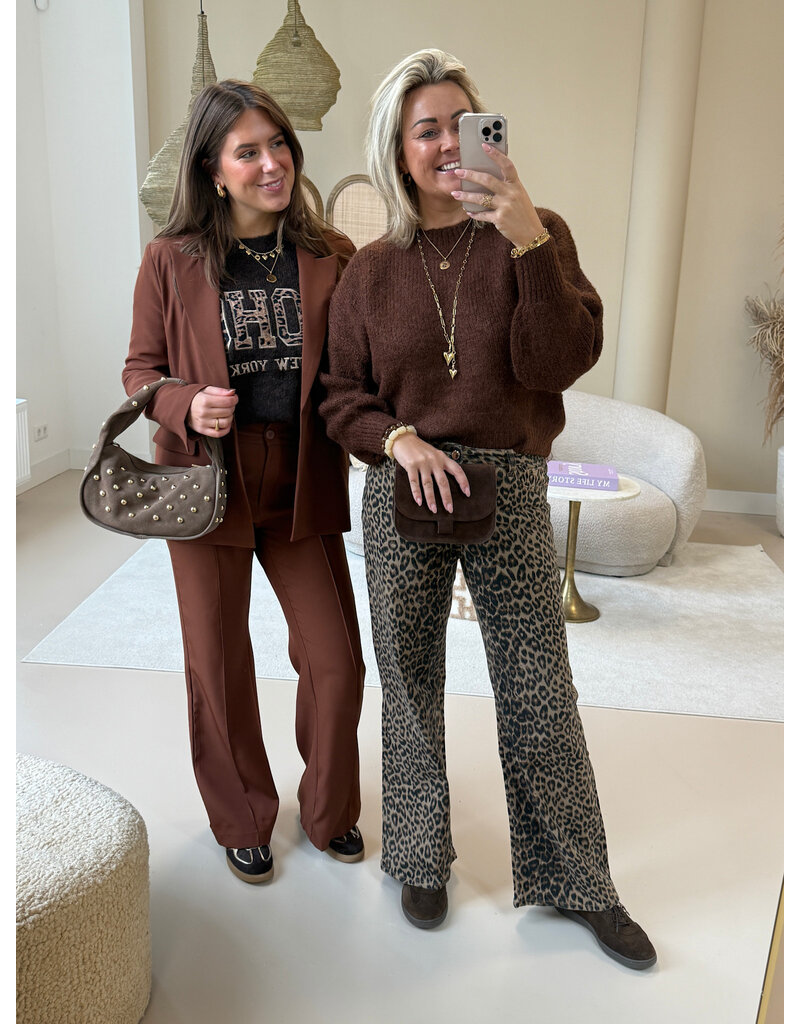 21Jewelz Soho trui - bruin/panterprint