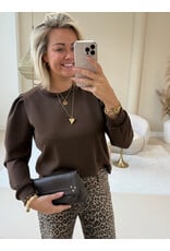 21Jewelz Basic sweater met pofmouw - choco bruin