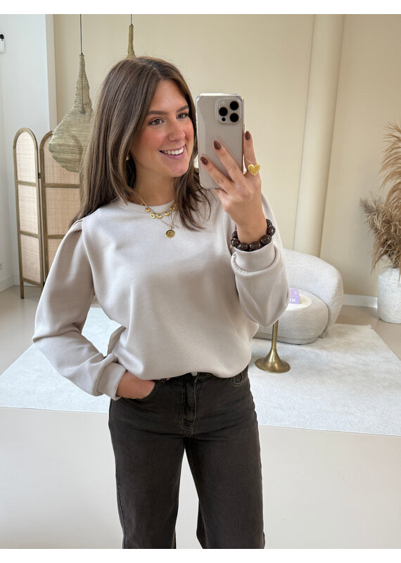 21Jewelz Basic sweater met pofmouw - beige