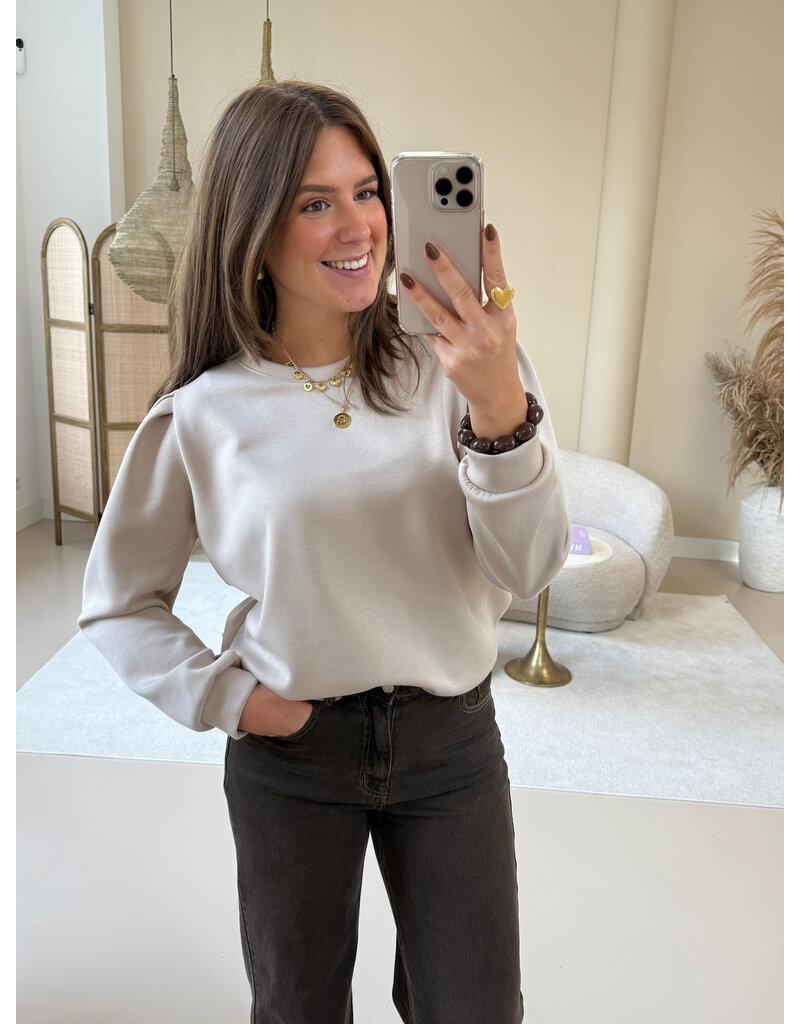 21Jewelz Basic sweater met pofmouw - beige