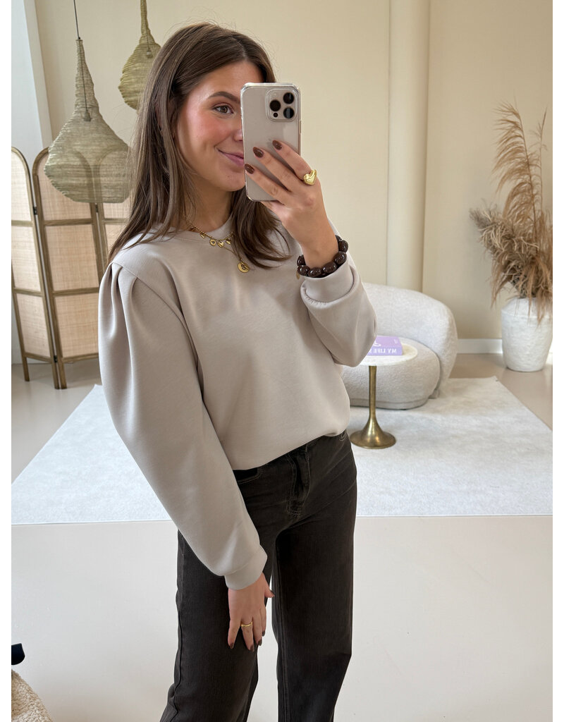 21Jewelz Basic sweater met pofmouw - beige