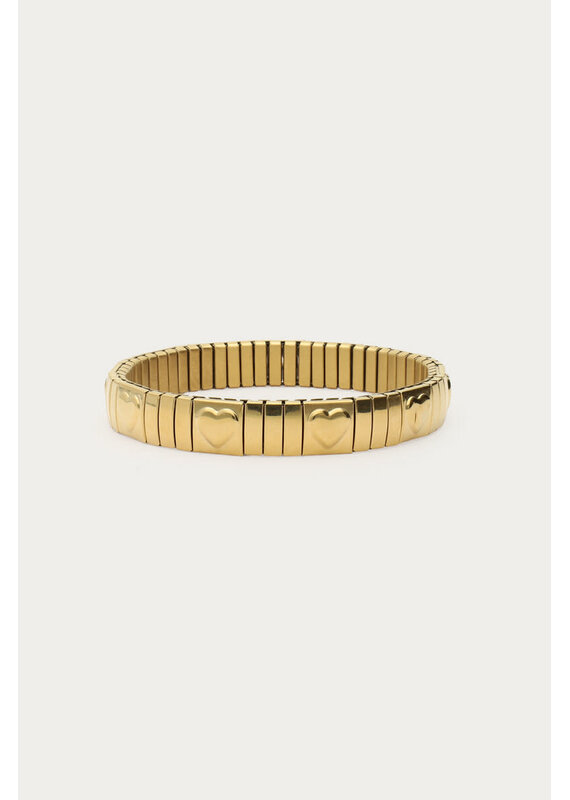 My Jewellery My Jewellery - Elastieken armband met hartjes - goud