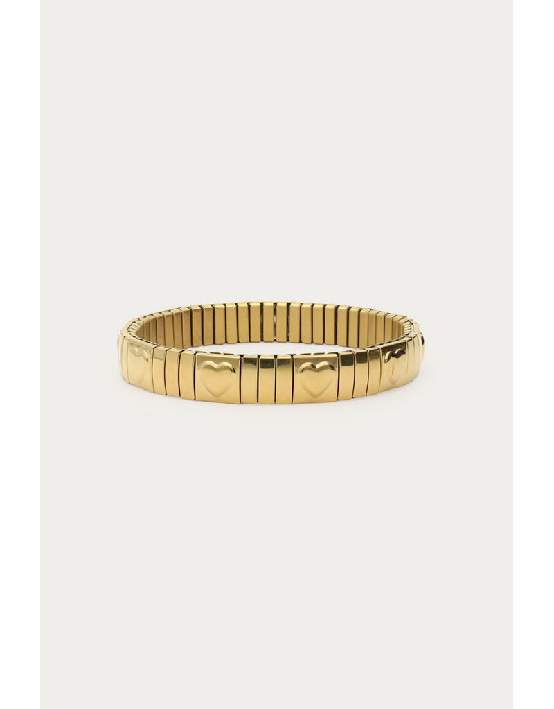 My Jewellery My Jewellery - Elastieken armband met hartjes - goud