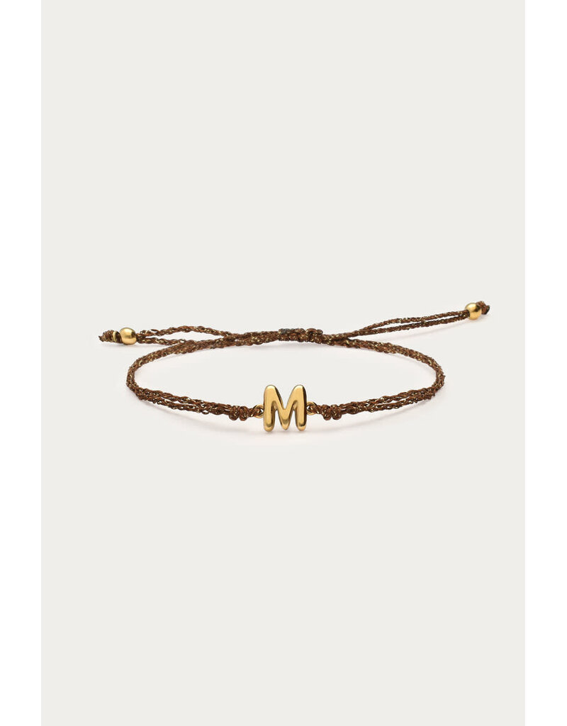 My Jewellery My Jewellery - Initial bruin lurex touw armband - goud