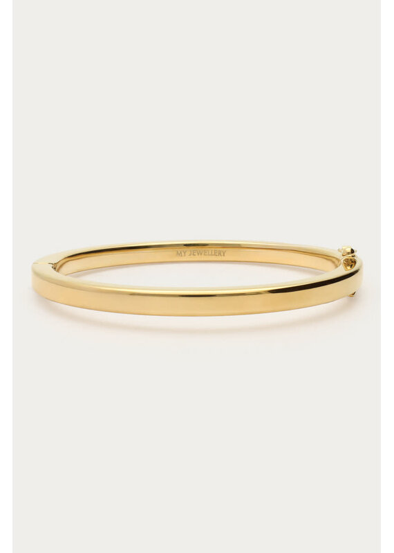 My Jewellery My Jewellery - Platte bangle met slotje - goud