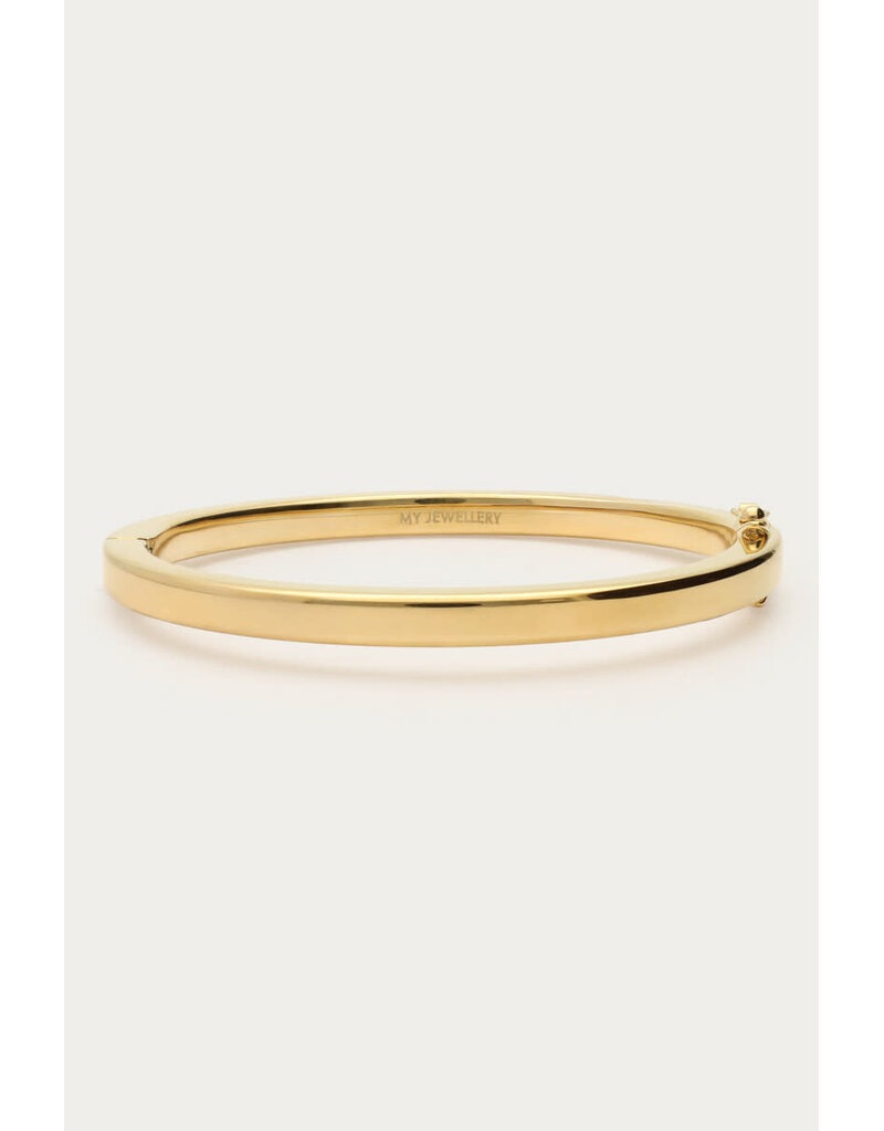 My Jewellery My Jewellery - Platte bangle met slotje - goud