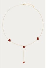 My Jewellery My Jewellery - Lange ketting y-vorm met rode hartjes - goud