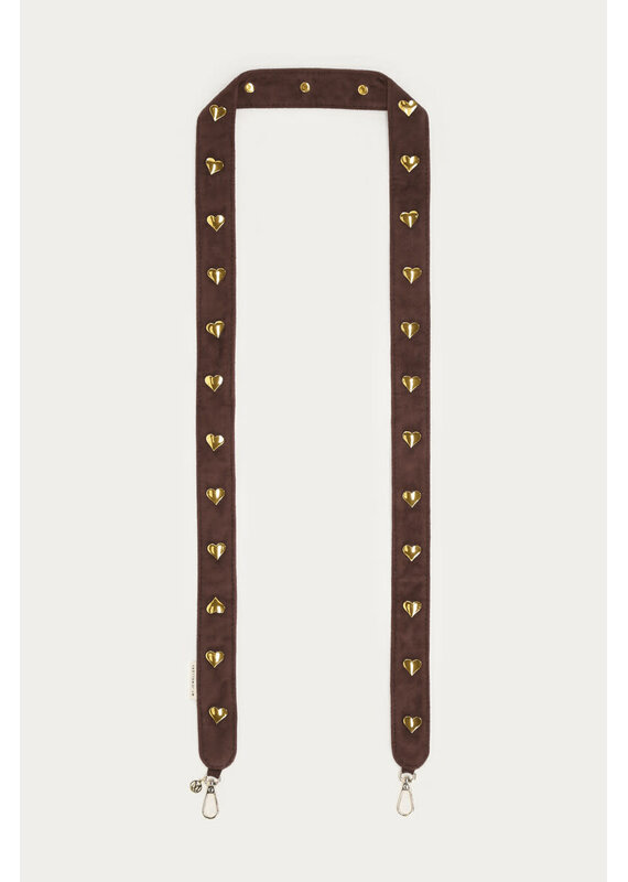 My Jewellery My Jewellery - Bruin telefoonkoord in suede look met hartjes studs