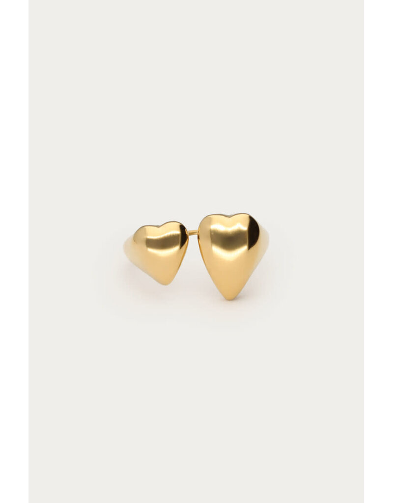 My Jewellery My Jewellery - Bold ring met twee hartjes - goud
