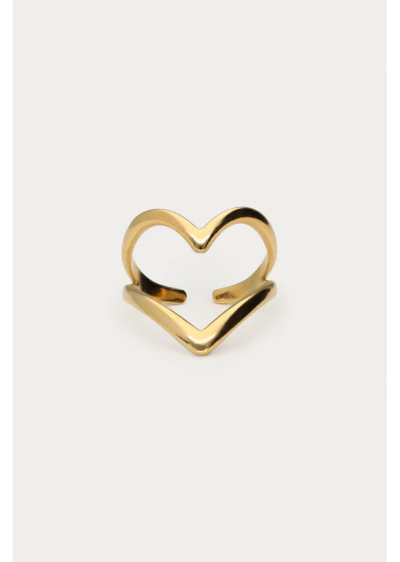 My Jewellery My Jewellery - Bold statement ring met groot open hart - goud