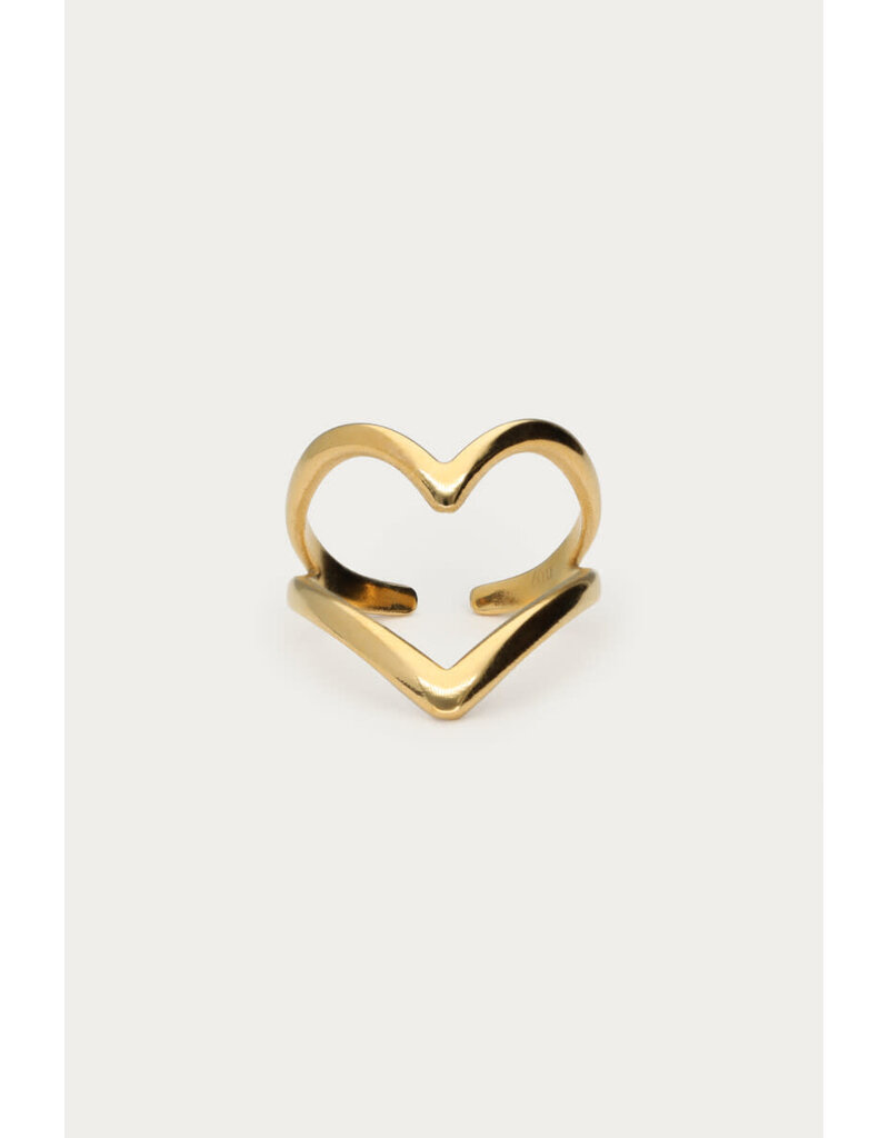 My Jewellery My Jewellery - Bold statement ring met groot open hart - goud