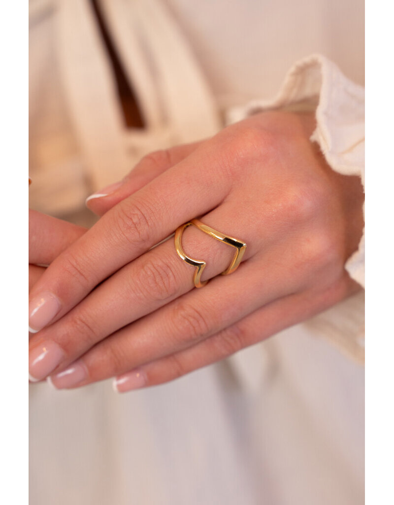 My Jewellery My Jewellery - Bold statement ring met groot open hart - goud