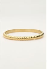 My Jewellery My Jewellery - Bold rechthoekige bangle met ribbels - goud