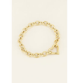 My Jewellery My Jewellery - Schakelarmband met hartjes sluiting - goud