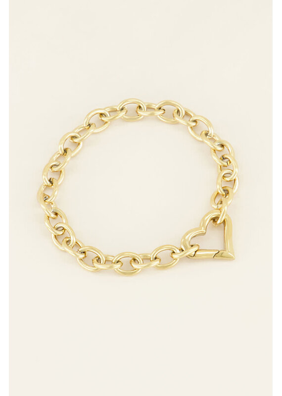 My Jewellery My Jewellery - Schakelarmband met hartjes sluiting - goud
