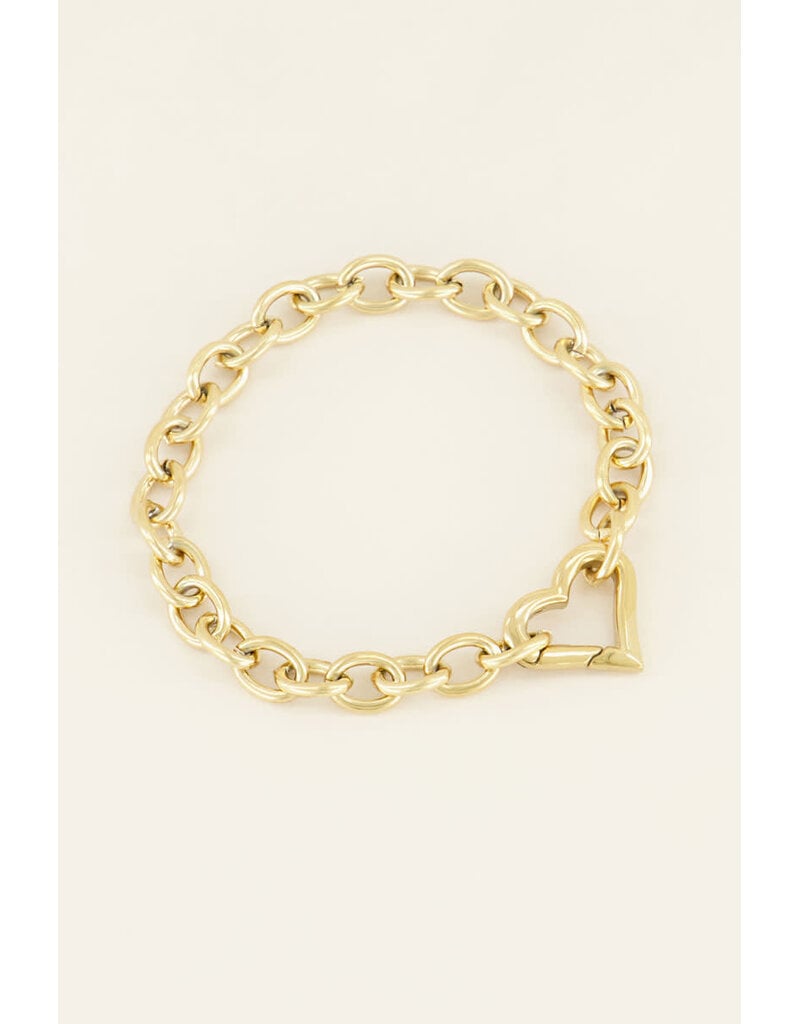 My Jewellery My Jewellery - Schakelarmband met hartjes sluiting - goud