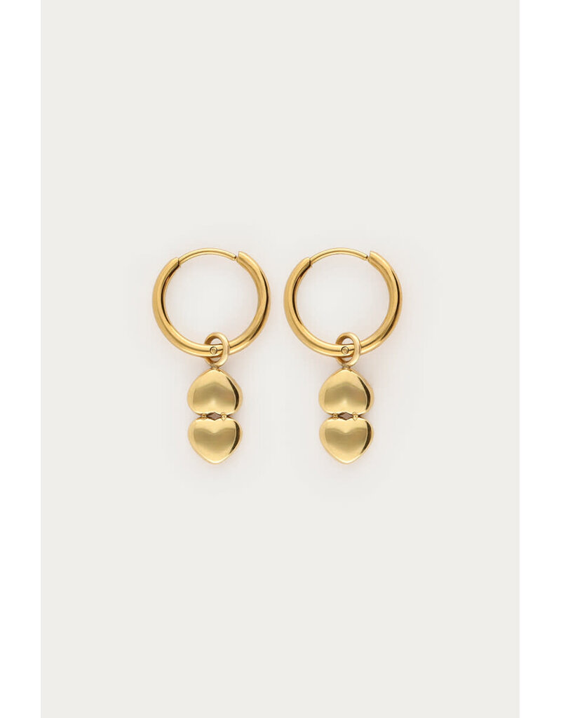 My Jewellery My Jewellery - Minimalistische oorringen met dubbele hartjes - goud
