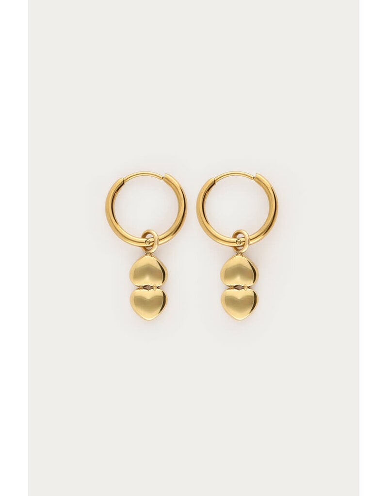 My Jewellery My Jewellery - Minimalistische oorringen met dubbele hartjes - goud