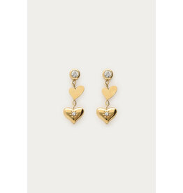 My Jewellery My Jewellery - Minimalistische oorhangers met hartjes en strass - goud