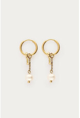 My Jewellery My Jewellery - Minimalistische oorringen met imitatieparel en strass - goud