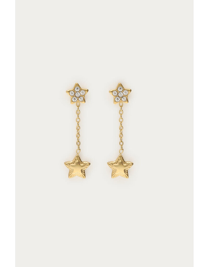 My Jewellery My Jewellery - Minimalistische oorhangers met dubbele ster - goud