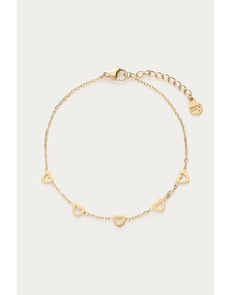 My Jewellery My Jewellery - Armband met kleine hartjes - goud