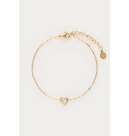 My Jewellery My Jewellery - Armbandje strass hartje - goud