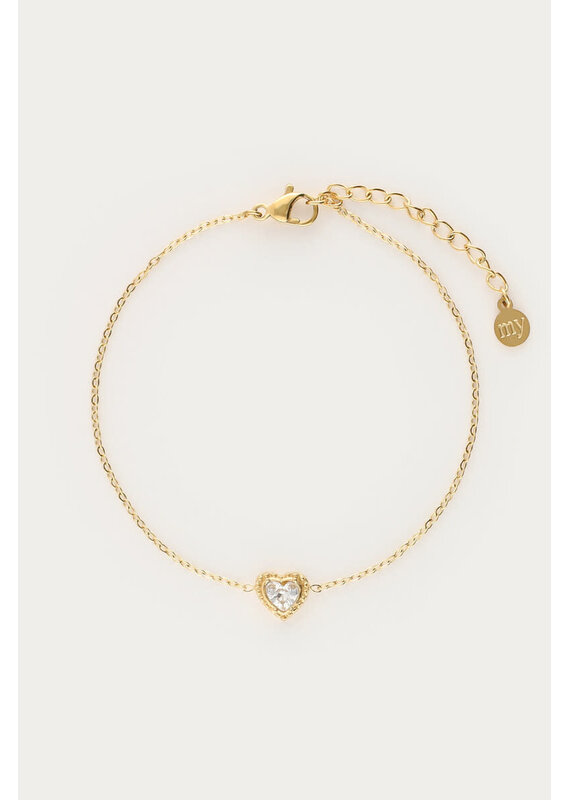 My Jewellery My Jewellery - Armbandje strass hartje - goud