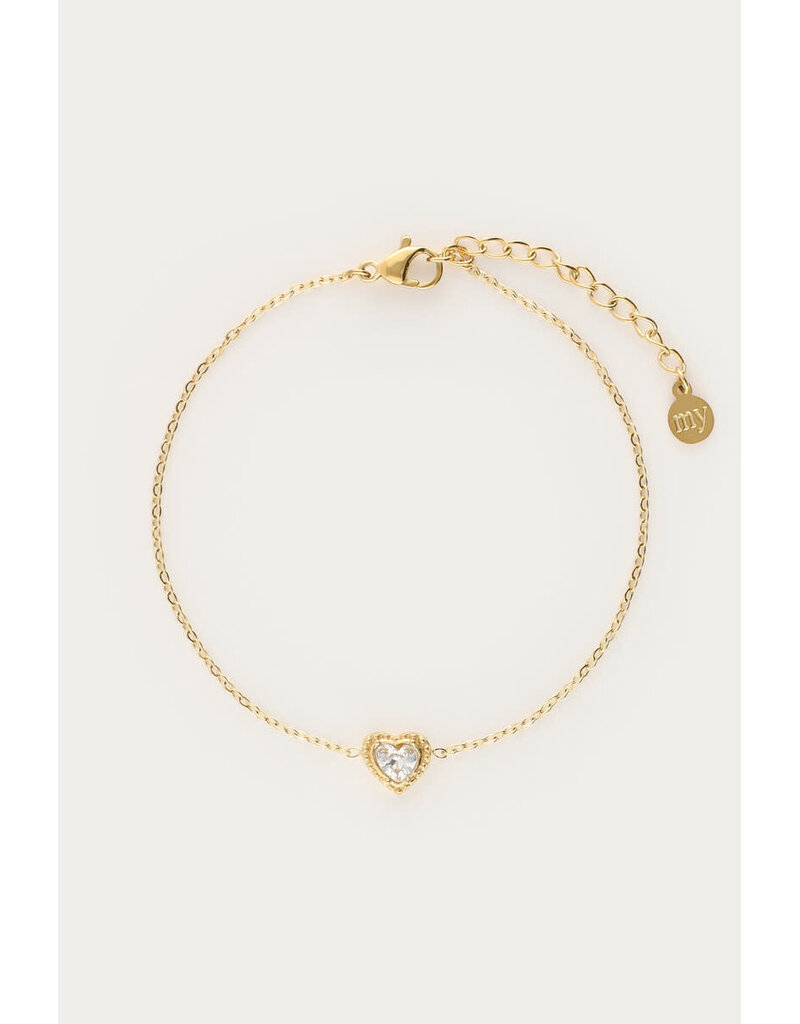 My Jewellery My Jewellery - Armbandje strass hartje - goud