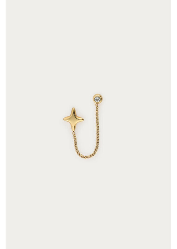 My Jewellery My Jewellery - Single stud Poolster met chain - goud