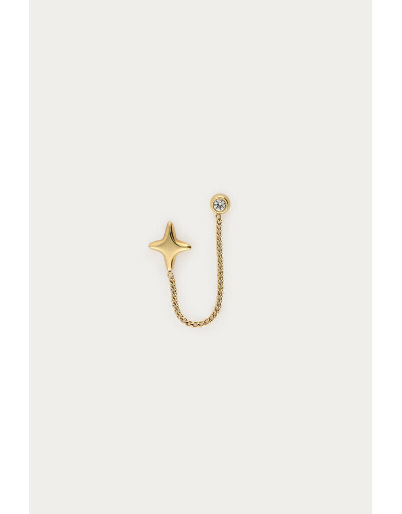 My Jewellery My Jewellery - Single stud Poolster met chain - goud