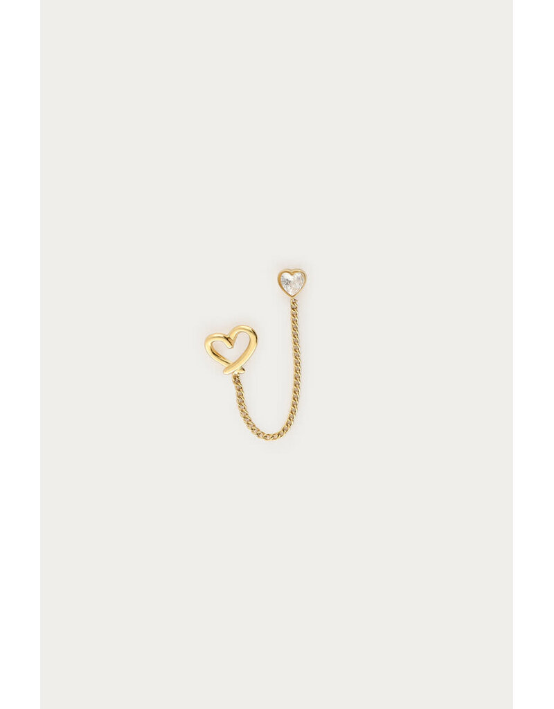 My Jewellery My Jewellery - Single stud open hart met chain - goud
