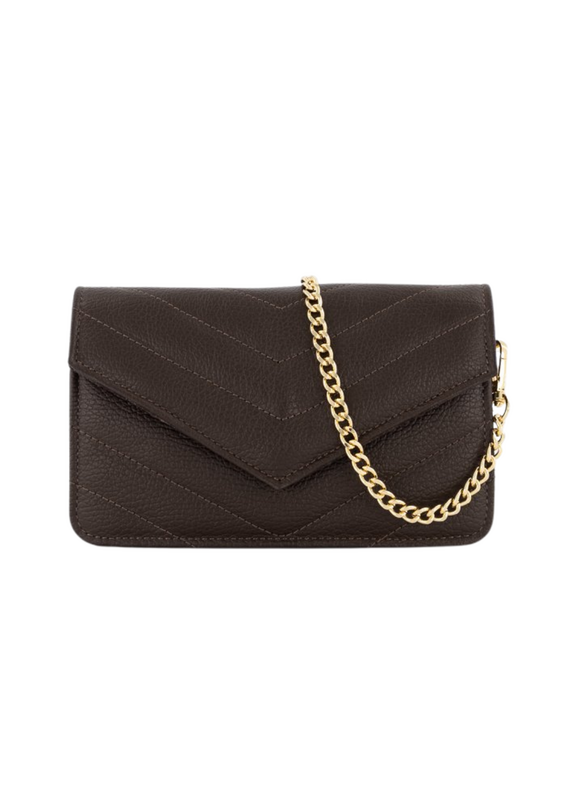 21Jewelz Tasje met gestikt patroon donker bruin