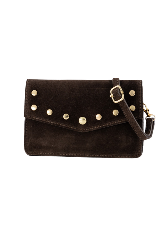 21Jewelz Tas met gouden studs suede bruin