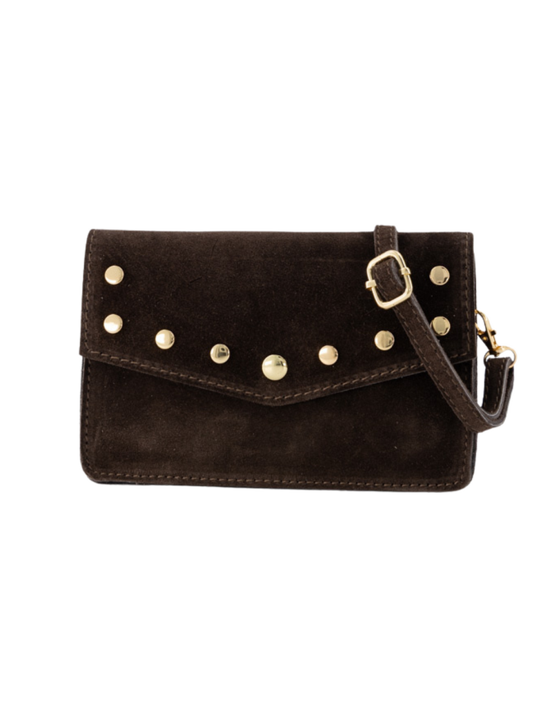 21Jewelz Tas met gouden studs suede bruin