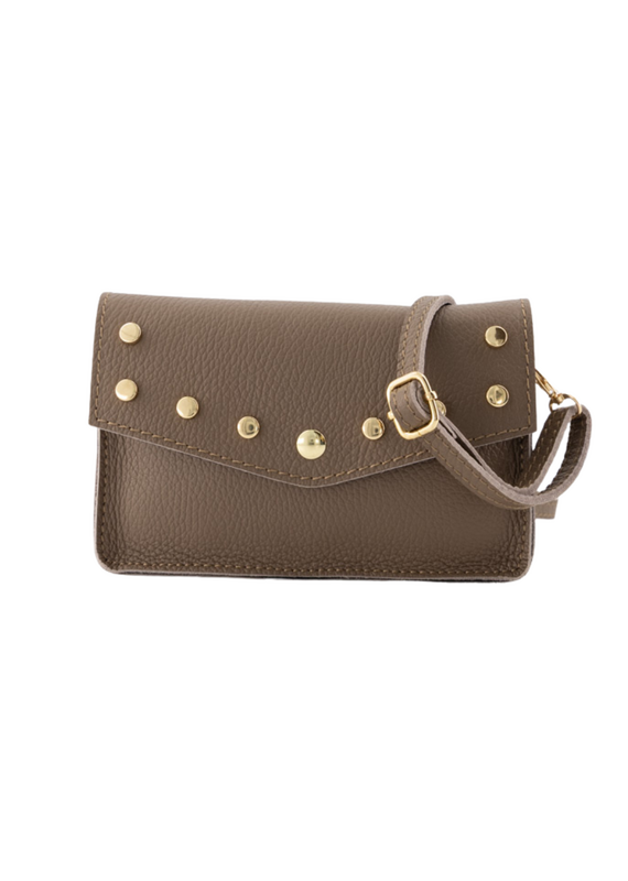 21Jewelz Tasje met gouden studs beige