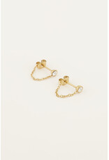 My Jewellery My Jewellery - Oorbellen met ketting & steentje - goud