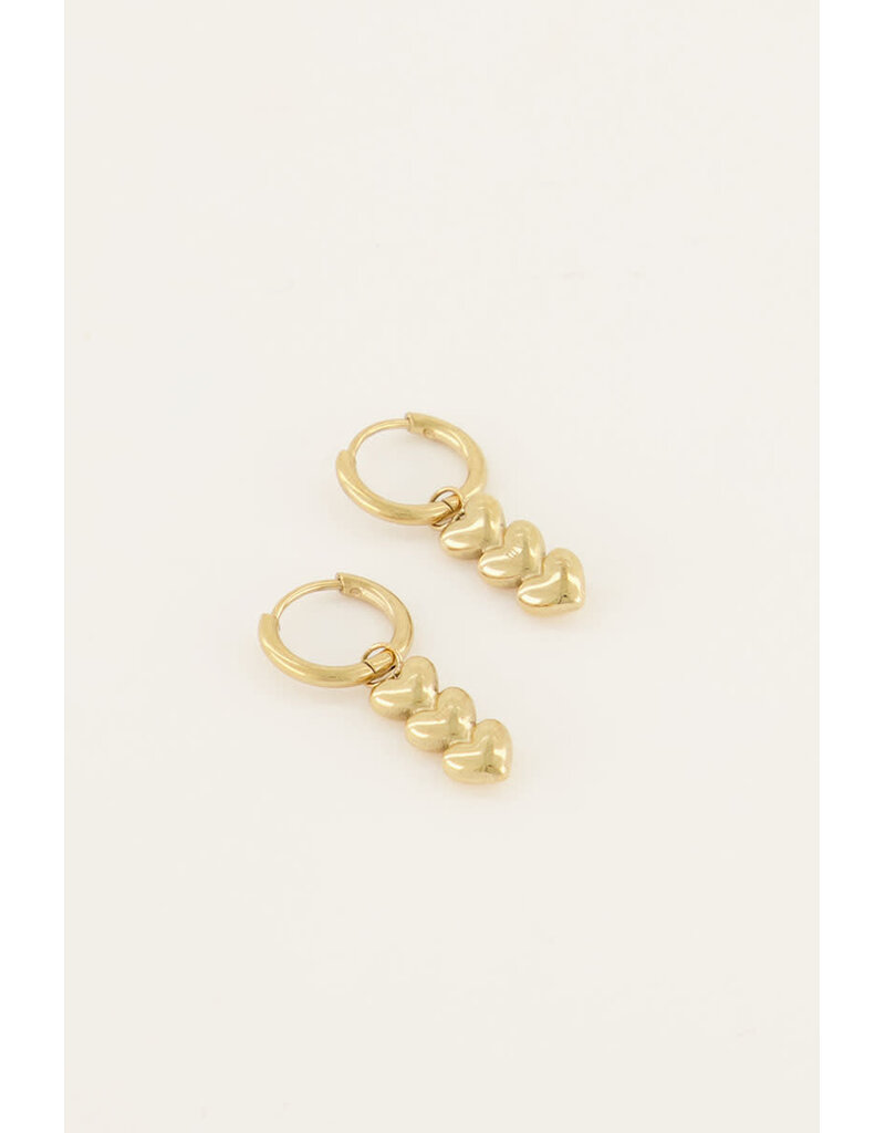 My Jewellery My Jewellery - Oorringen met drie hartjes - goud