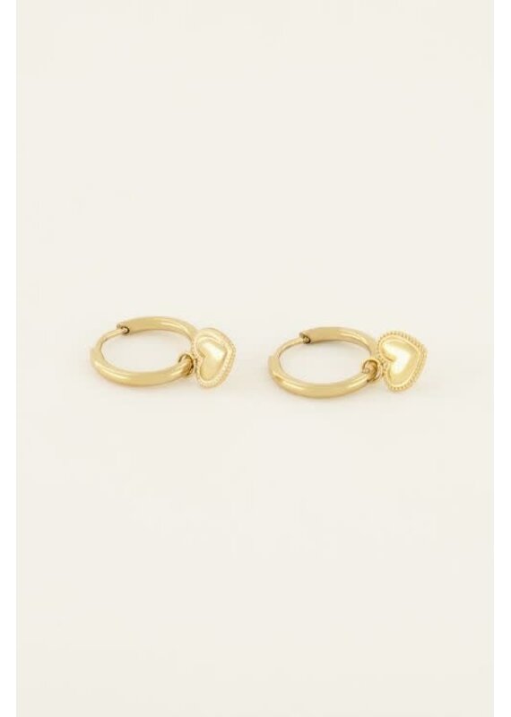 My Jewellery My Jewellery - Oorringen met hart hanger - goud