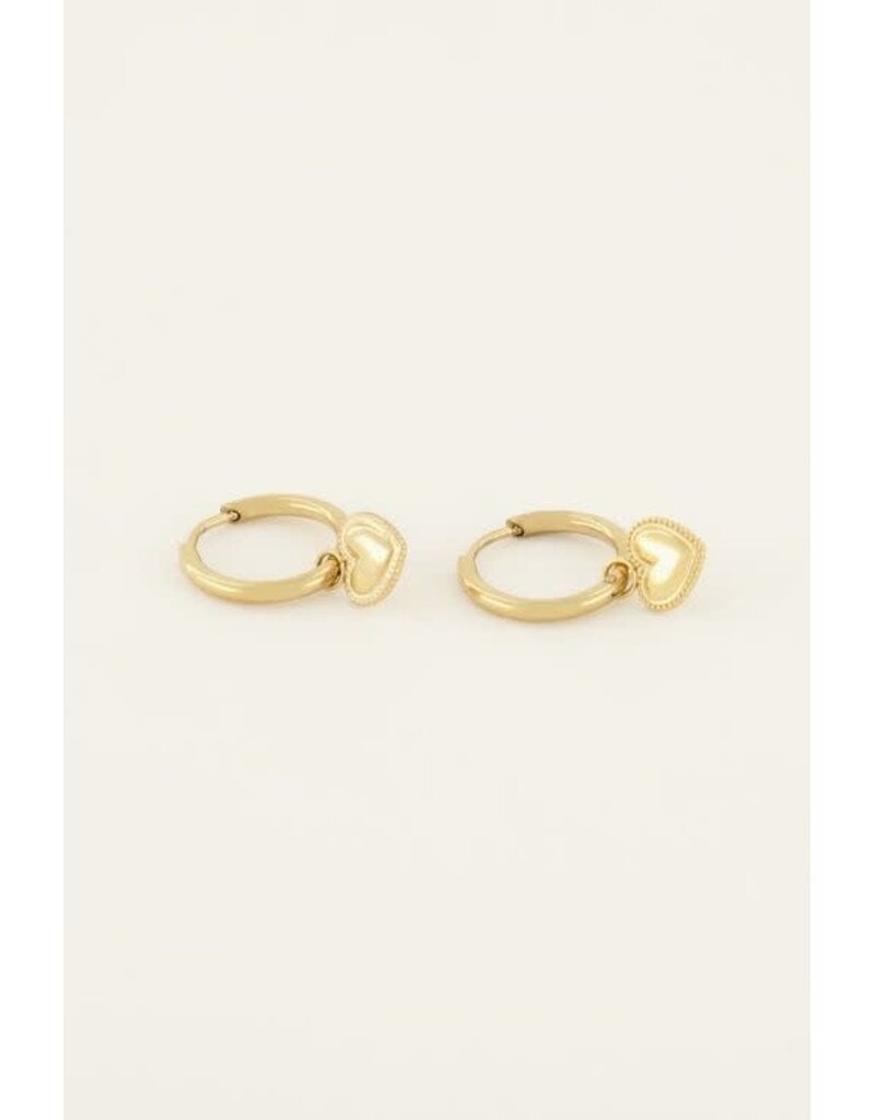 My Jewellery My Jewellery - Oorringen met hart hanger - goud