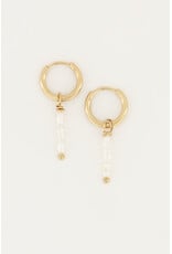 My Jewellery My Jewellery - Oorbellen drie zoetwaterparels - goud