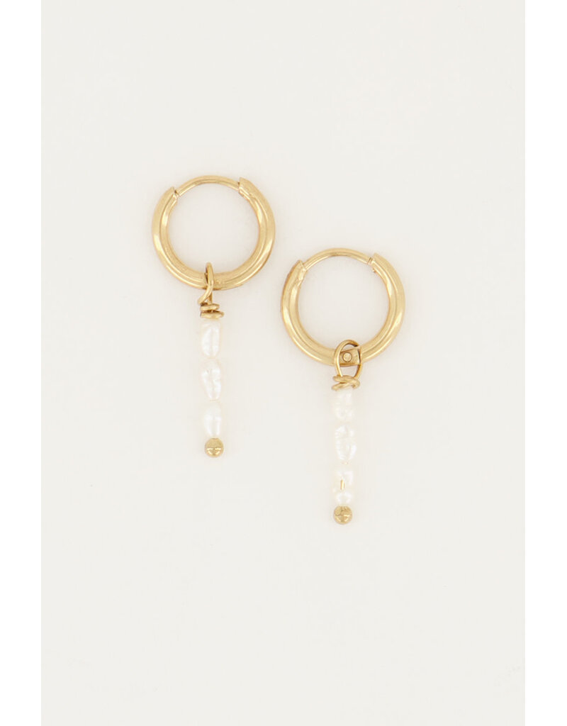 My Jewellery My Jewellery - Oorbellen drie zoetwaterparels - goud