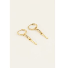 My Jewellery My Jewellery - Oorringen met steentje en staaf - goud