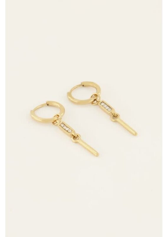 My Jewellery My Jewellery - Oorringen met steentje en staaf - goud