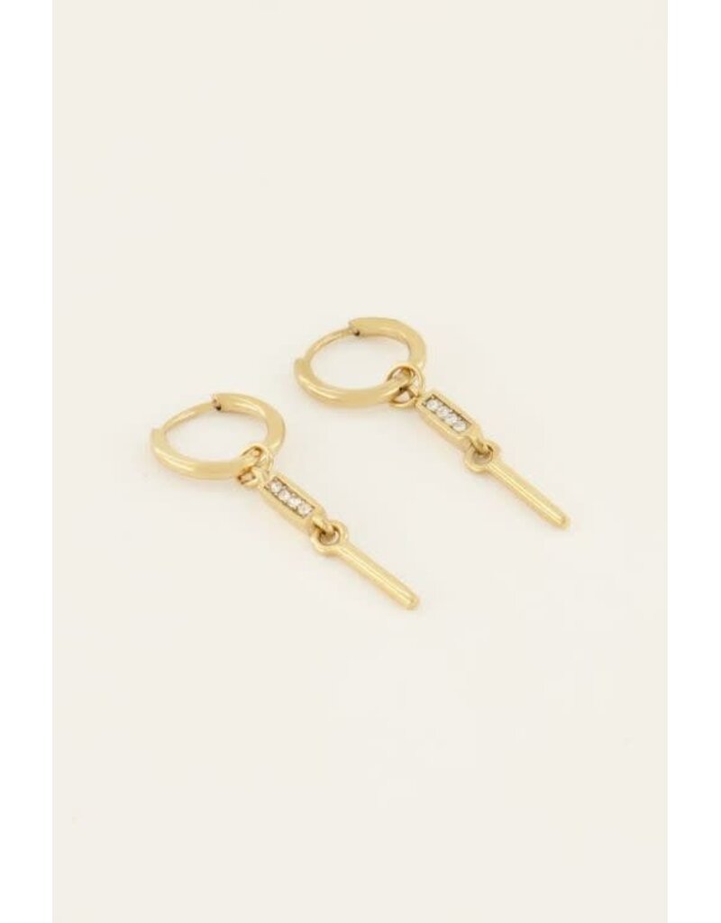 My Jewellery My Jewellery - Oorringen met steentje en staaf - goud