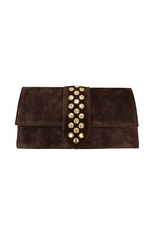 21Jewelz Suede tasje met gouden studs in het midden - bruin